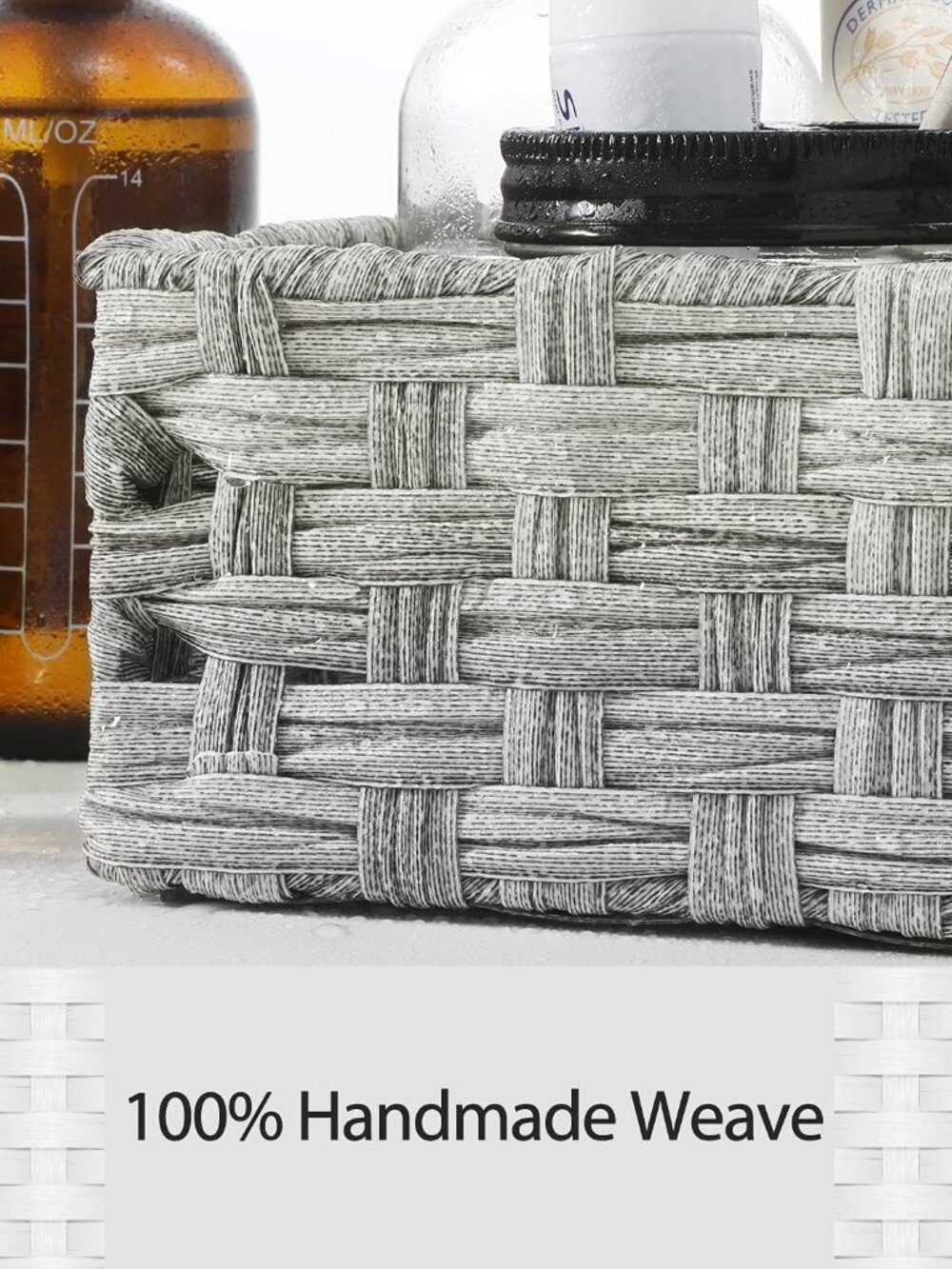 Larger Compartments] Toilet Tank Topper Paper Basket - Multiuse Hand Woven Plast - Picture 5 of 7